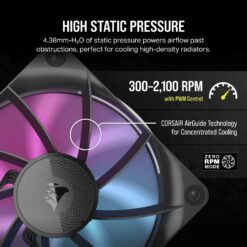 CORSAIR iCUE LINK RX120 MAX RGB Black 120mm PWM Thick Fans Starter Kit Fans - 3x 120mm PWM Fan, iCUE LINK System Hub included 14 RX120 RGB BLACK RENDER 04