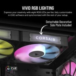 CORSAIR iCUE LINK RX120 MAX RGB Black 120mm PWM Thick Fans Starter Kit Fans - 3x 120mm PWM Fan, iCUE LINK System Hub included 15 RX120 RGB BLACK RENDER 05