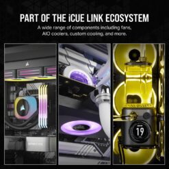 CORSAIR iCUE LINK RX140 MAX RGB Black 140mm PWM Thick Fans Starter Kit Fans - 2x 140mm PWM Fan, iCUE LINK System Hub included 18 RX120 RGB BLACK RENDER 07