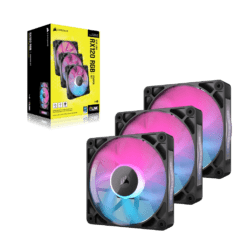CORSAIR iCUE LINK RX120 MAX RGB Black 120mm PWM Thick Fans Starter Kit Fans - 3x 120mm PWM Fan, iCUE LINK System Hub included 10 RX120 RGB BLACK RENDER 08