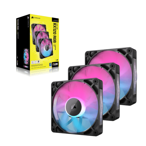 CORSAIR iCUE LINK RX120 RGB Triple Starter Kit Black (CO-9051018-WW) Fans - 3x 120mm PWM Fan, iCUE LINK System Hub included