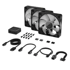 CORSAIR iCUE LINK RX120 MAX RGB Black 120mm PWM Thick Fans Starter Kit Fans - 3x 120mm PWM Fan, iCUE LINK System Hub included 11 RX120 RGB BLACK RENDER 09