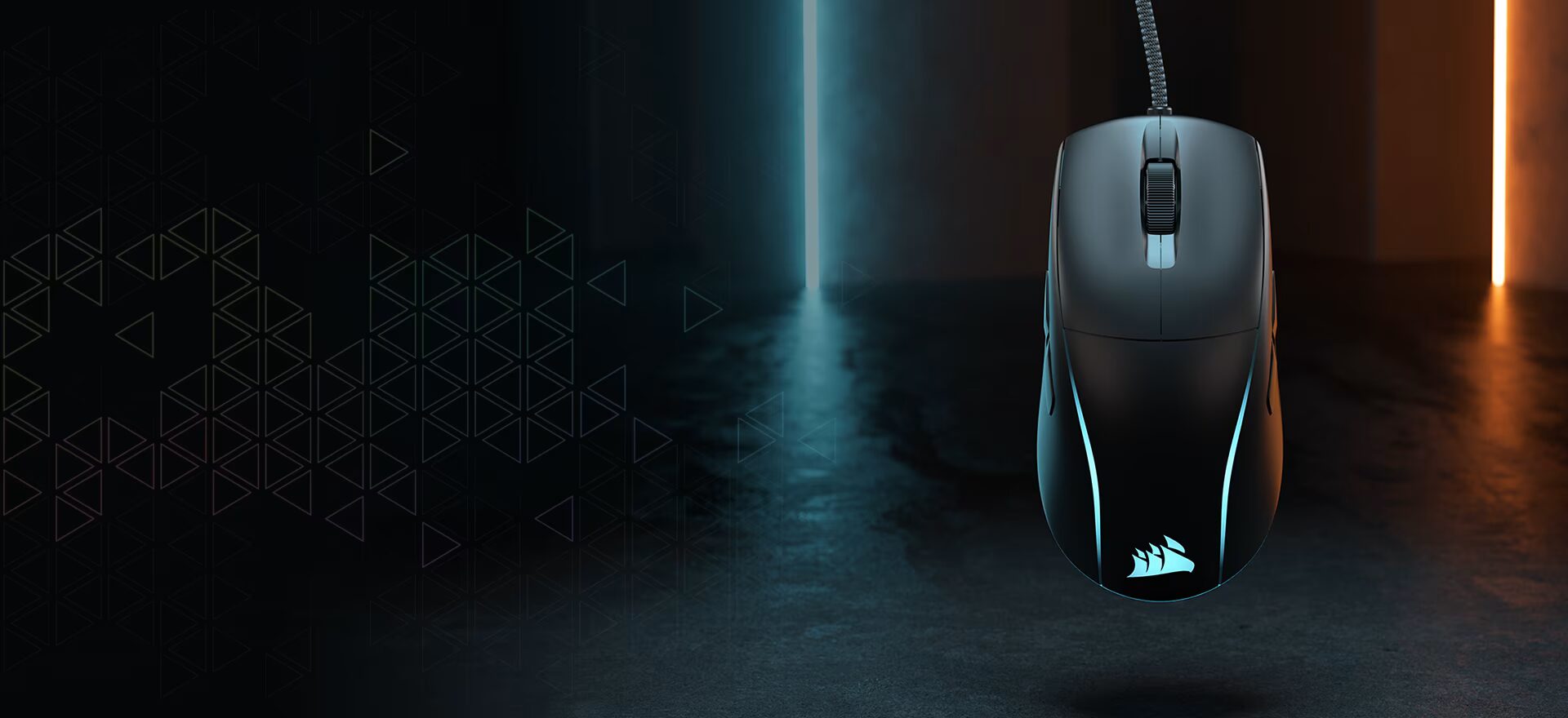 CORSAIR M75 Lightweight RGB Gaming Mouse (AP) - Black, MARKSMAN 26K, Wired USB 2.0 Type-A port connection, iCUE support 23 m75 wired panel01 bg img