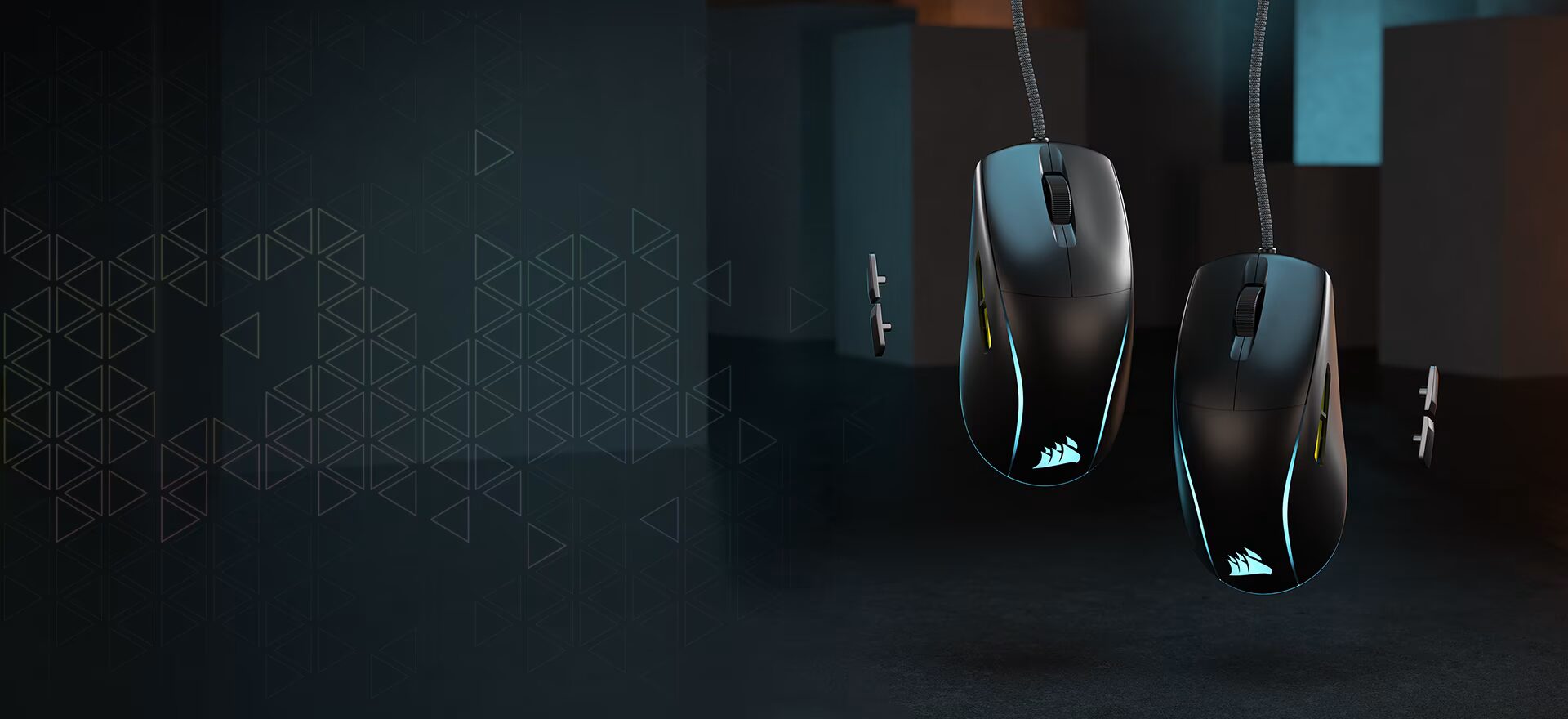 CORSAIR M75 Lightweight RGB Gaming Mouse (AP) - Black, MARKSMAN 26K, Wired USB 2.0 Type-A port connection, iCUE support 25 m75 wired panel03 bg img