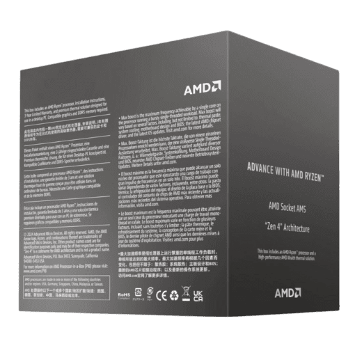 AMD Ryzen 7 8700F Processor - 8C16T, 4.1 GHz Boost 5.0 GHz, AM5 Phoenix Zen 4, PCIe® 4.0, AMD Wraith Stealth, NPU Partial