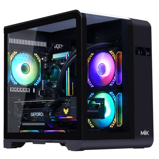 MIK BARBATOS M Black - M-ATX, CURVED GLASS with display screen Case