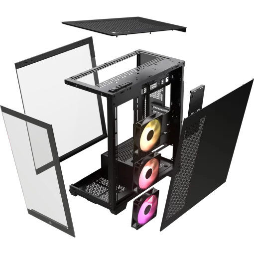 CORSAIR 3500X ARGB Black Glass PC Case - Mid-Tower, 3x RS120 ARGB fans, Reverse Connection Motherboard Compatible