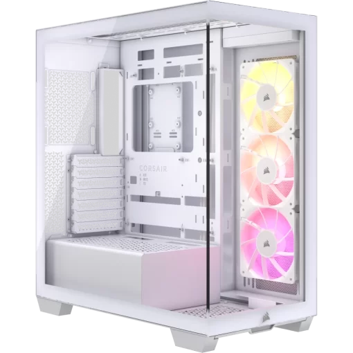 CORSAIR 3500X ARGB White Glass PC Case - Mid-Tower, 3x RS120 ARGB fans, Reverse Connection Motherboard Compatible