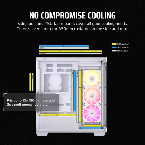 CORSAIR 3500X ARGB White Glass PC Case - Mid-Tower, 3x RS120 ARGB fans, Reverse Connection Motherboard Compatible