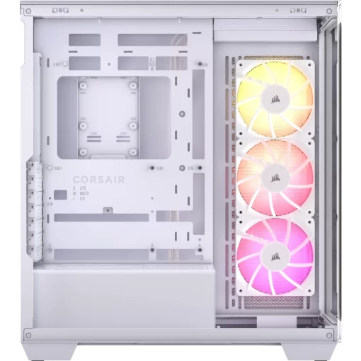 CORSAIR 3500X ARGB White Glass PC Case - Mid-Tower, 3x RS120 ARGB fans, Reverse Connection Motherboard Compatible