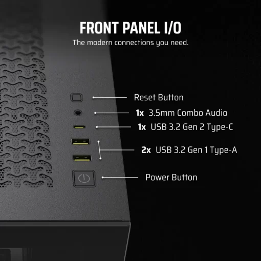 CORSAIR 3500X Black Mid-Tower Glass PC Case - Mid-Tower, Reverse Connection Motherboard Compatible