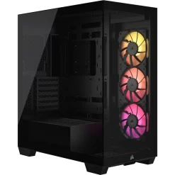 CORSAIR iCUE LINK 3500X RGB Black Glass PC Case - Mid-Tower, 3x RS120 ARGB fans + iCUE LINK System Hub, Reverse Connection Motherboard Compatible