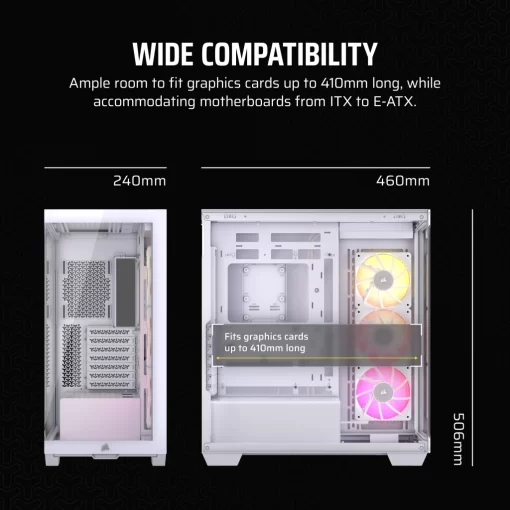 CORSAIR iCUE LINK 3500X RGB White Glass PC Case - Mid-Tower, 3x RS120 ARGB fans + iCUE LINK System Hub, Reverse Connection Motherboard Compatible