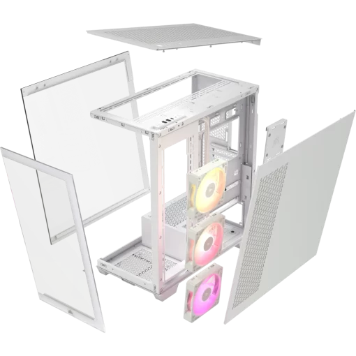 CORSAIR iCUE LINK 3500X RGB White Glass PC Case - Mid-Tower, 3x RS120 ARGB fans + iCUE LINK System Hub, Reverse Connection Motherboard Compatible