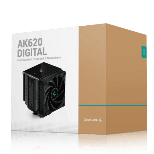 DEEPCOOL AK620 DIGITAL High Performance Dual Tower CPU Air Cooler - Black, 6 heatpipes, 2x 120mm FDB fans, Intel LGA 1700/AMD AM5 Support