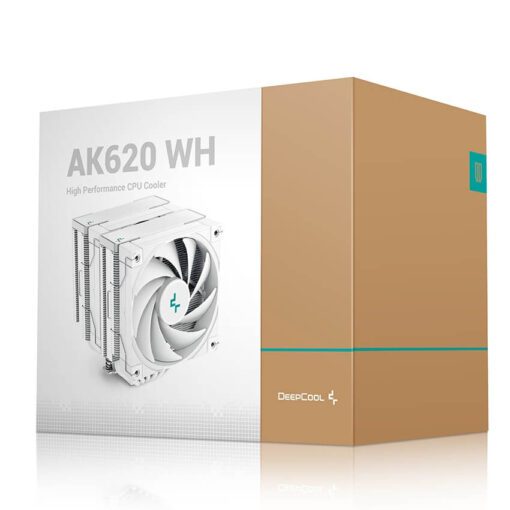 Deepcool AK620 WH High Performance Dual Tower CPU Air Cooler - White, 6 heatpipes, 2x 120mm FDB fans, Intel LGA 1700/AMD AM5 Support