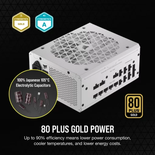 CORSAIR RMx Series RM1000x SHIFT WHITE PSU - 1000W, 80 Plus Gold, side cable interface, full modular