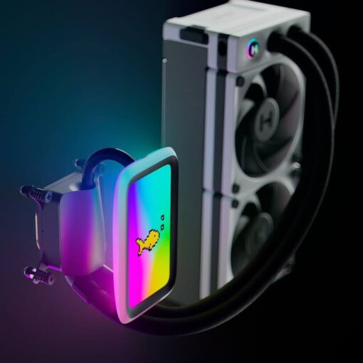 HYTE THICC Q60 Digital LCD Liquid CPU Cooler - White, Dual Pump, 240x52mm Radiator, 5 inch Ultraslim HD-Display 42 Pixel qRGB LEDs