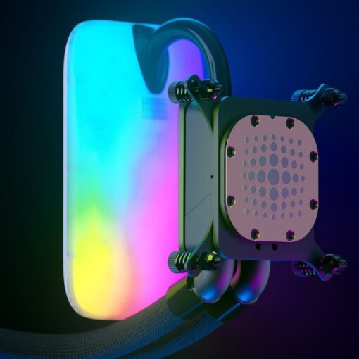 HYTE THICC Q60 Digital LCD Liquid CPU Cooler - White, Dual Pump, 240x52mm Radiator, 5 inch Ultraslim HD-Display 42 Pixel qRGB LEDs