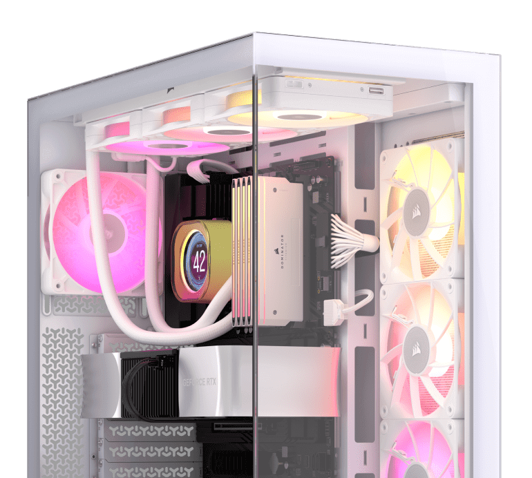 CORSAIR iCUE LINK 3500X RGB White Glass PC Case - Mid-Tower, 3x RS120 ARGB fans + iCUE LINK System Hub, Reverse Connection Motherboard Compatible 29