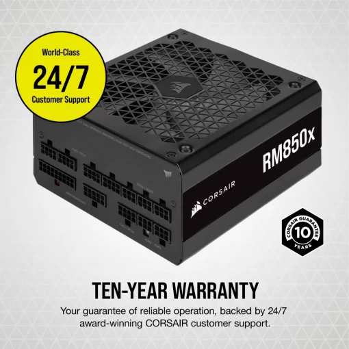 CORSAIR RMx Series RM850x (2024) PSU - 850W, 80 plus Gold, Full Modular, ATX 3.1 & PCIe 5.1