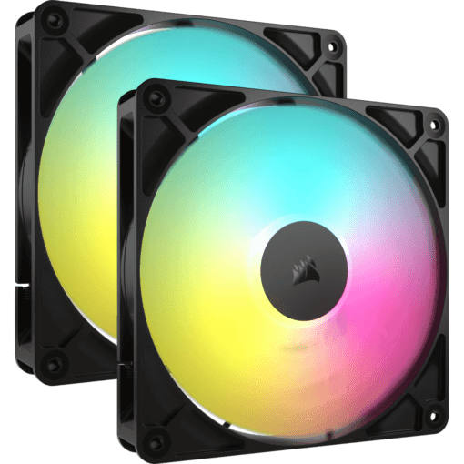CORSAIR RS140 ARGB Dual Pack Black (CO-9050183-WW) Fans - 2x 140mm 1700RPM Static Pressure RGB Fan, Daisy Chain 4 Pin PWM, +5V ARGB Connections