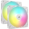 CORSAIR RS140 ARGB Dual Pack White (CO-9050187-WW) Fans - 2x 140mm 1700RPM Static Pressure RGB Fan, Daisy Chain 4 Pin PWM, +5V ARGB Connections