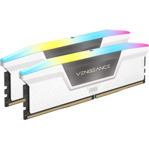 CORSAIR Vengeance RGB Black 64GB Memory Kit - White, 64GB (2x32GB) 6000MHz C40 DDR5 (CMH64GX5M2B6000C40W)