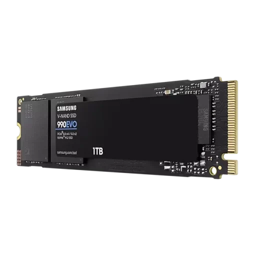 Samsung 990 EVO 1TB (MZ-V9E1T0BW) SSD - M.2 2280 NVMe 2.0, PCIe Gen 4x4, Gen 5x2, 4.200 MB/s write, 5.000 MB/s read