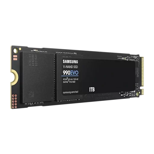 Samsung 990 EVO 1TB (MZ-V9E1T0BW) SSD - M.2 2280 NVMe 2.0, PCIe Gen 4x4, Gen 5x2, 4.200 MB/s write, 5.000 MB/s read