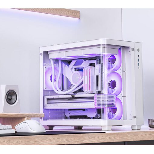 Jonsbo TK-3 White One-piece Curved Glass Mid-Tower Case - Support BTF MB, Dual 360 AIO