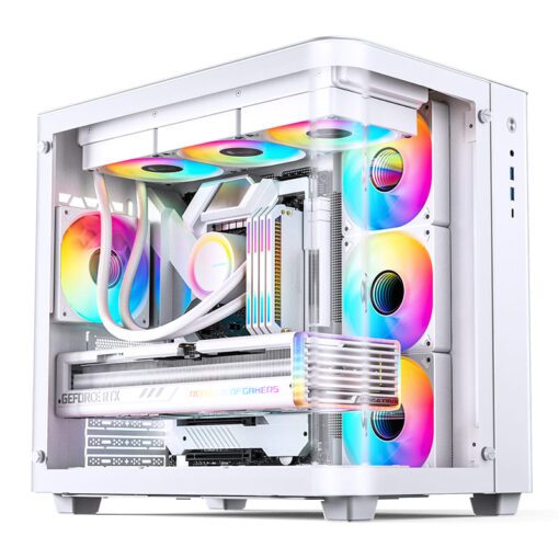 Jonsbo TK-3 White One-piece Curved Glass Mid-Tower Case - Support BTF MB, Dual 360 AIO