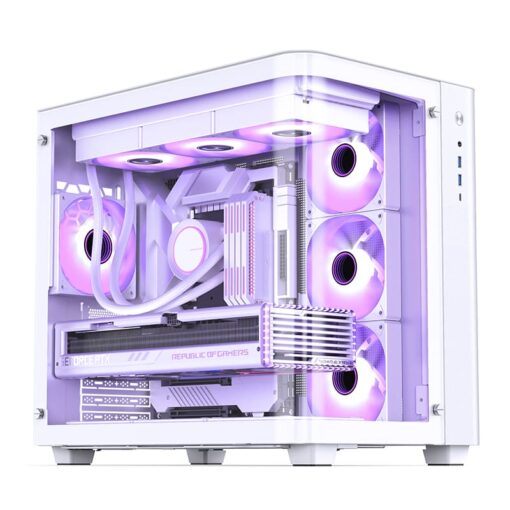 Jonsbo TK-3 White One-piece Curved Glass Mid-Tower Case - Support BTF MB, Dual 360 AIO