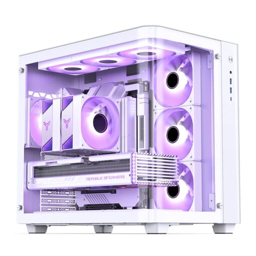 Jonsbo TK-3 White One-piece Curved Glass Mid-Tower Case - Support BTF MB, Dual 360 AIO