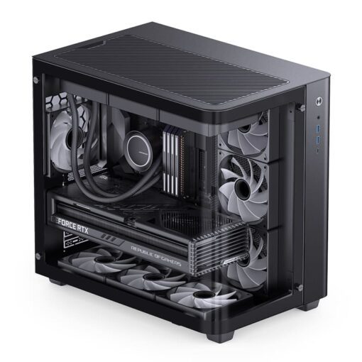 Jonsbo TK-3 Black One-piece Curved Glass Mid-Tower Case - Support BTF MB, Dual 360 AIO