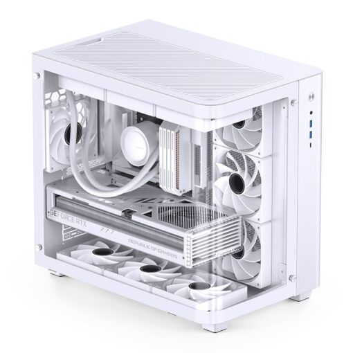 Jonsbo TK-3 White One-piece Curved Glass Mid-Tower Case - Support BTF MB, Dual 360 AIO