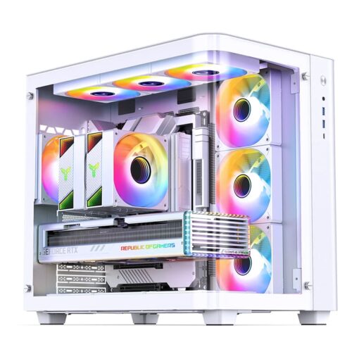 Jonsbo TK-3 White One-piece Curved Glass Mid-Tower Case - Support BTF MB, Dual 360 AIO