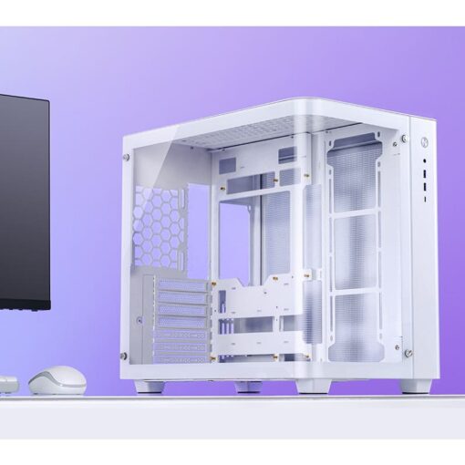 Jonsbo TK-3 White One-piece Curved Glass Mid-Tower Case - Support BTF MB, Dual 360 AIO