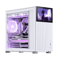 Jonsbo D41 MESH SCREEN White ATX Mid Tower Case - Sub HD-LCD Display,Support GPU RTX 4090 + 360 AIO + ATX Power