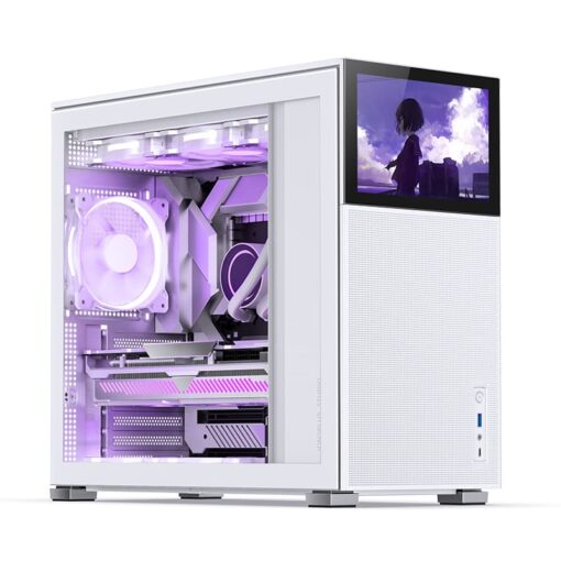 Jonsbo D41 MESH SCREEN White ATX Mid Tower Case - Sub HD-LCD Display,Support GPU RTX 4090 + 360 AIO + ATX Power