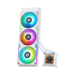 Lian Li HydroShift LCD 360R AIO Liquid CPU Cooler - White, 3 x ARGB fans, 2.88 inch IPS 480×480 res LCD Screen