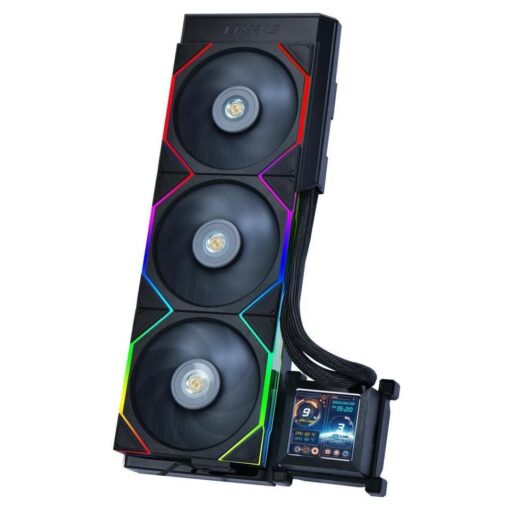 Lian Li HydroShift LCD 360TL AIO Liquid CPU Cooler - Black, 3 x TL fans, 2.88 inch IPS 480×480 res LCD Screen