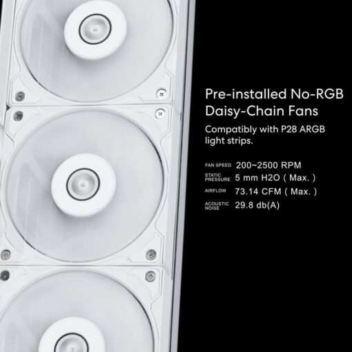 Lian Li HydroShift LCD 360S AIO Liquid CPU Cooler - White, Silent Fans, 2.88 inch IPS 480×480 res LCD Screen