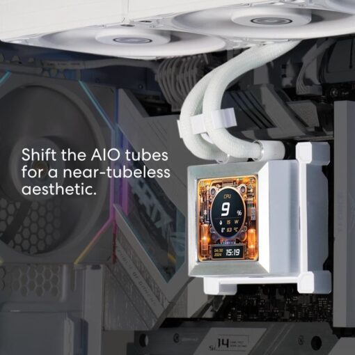 Lian Li HydroShift LCD 360S AIO Liquid CPU Cooler - White, Silent Fans, 2.88 inch IPS 480×480 res LCD Screen