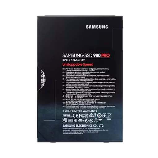 Samsung 980 Pro 500GB (MZ-V8P500BW) SSD - PCIe Gen 4.0 x4, NVMe V-NAND, M.2 2280