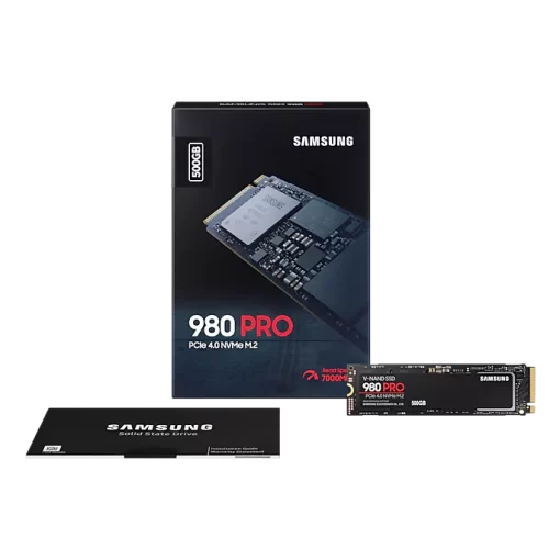 Samsung 980 Pro 500GB (MZ-V8P500BW) SSD - PCIe Gen 4.0 x4, NVMe V-NAND, M.2 2280