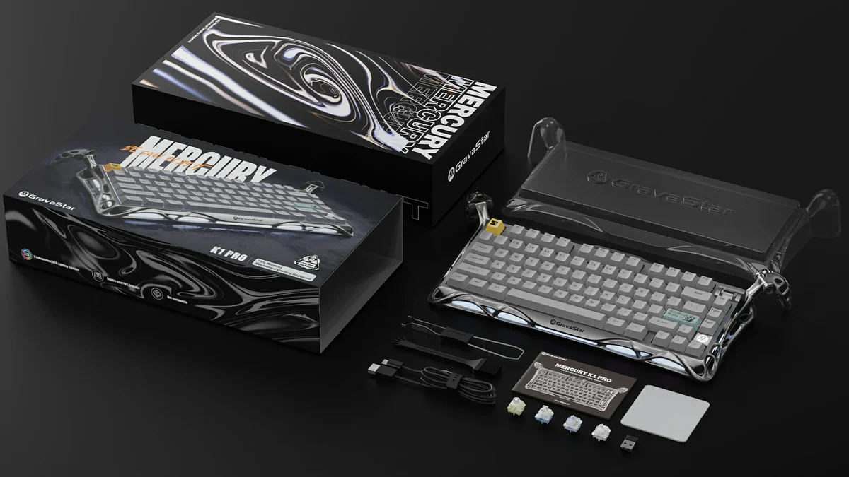 GravaStar Mercury K1 Pro - Concrete Gray Gaming Keyboard 30 14 1
