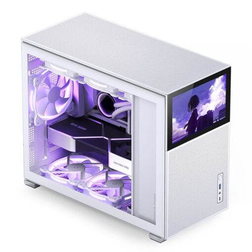 Jonsbo D31 MESH SCREEN White M-ATX Case - Sub HD-LCD Display