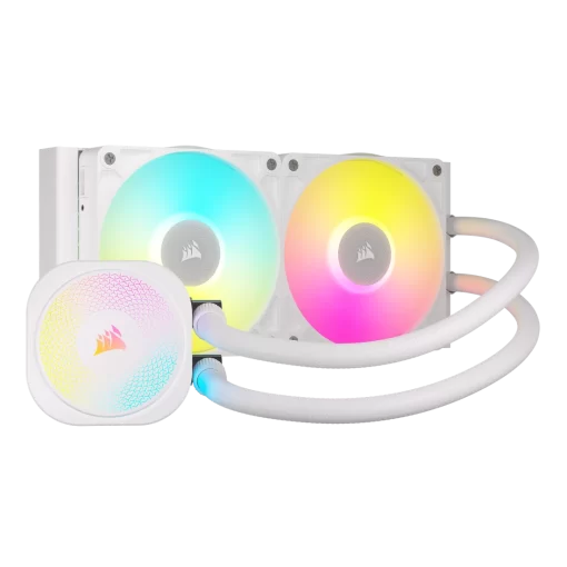 CORSAIR iCUE LINK TITAN 240 RX RGB AIO Liquid CPU Cooler (CW-9061020-WW) - White, 240mm radiator, 2x 120mm RX120 RGB fans, iCUE LINK System Hub included