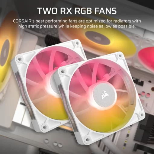 CORSAIR iCUE LINK TITAN 240 RX RGB AIO Liquid CPU Cooler (CW-9061020-WW) - White, 240mm radiator, 2x 120mm RX120 RGB fans, iCUE LINK System Hub included
